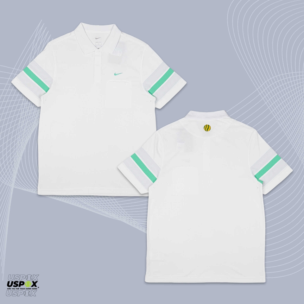 Áo Polo Golf Nike Dri-fit White Green (Form Á)