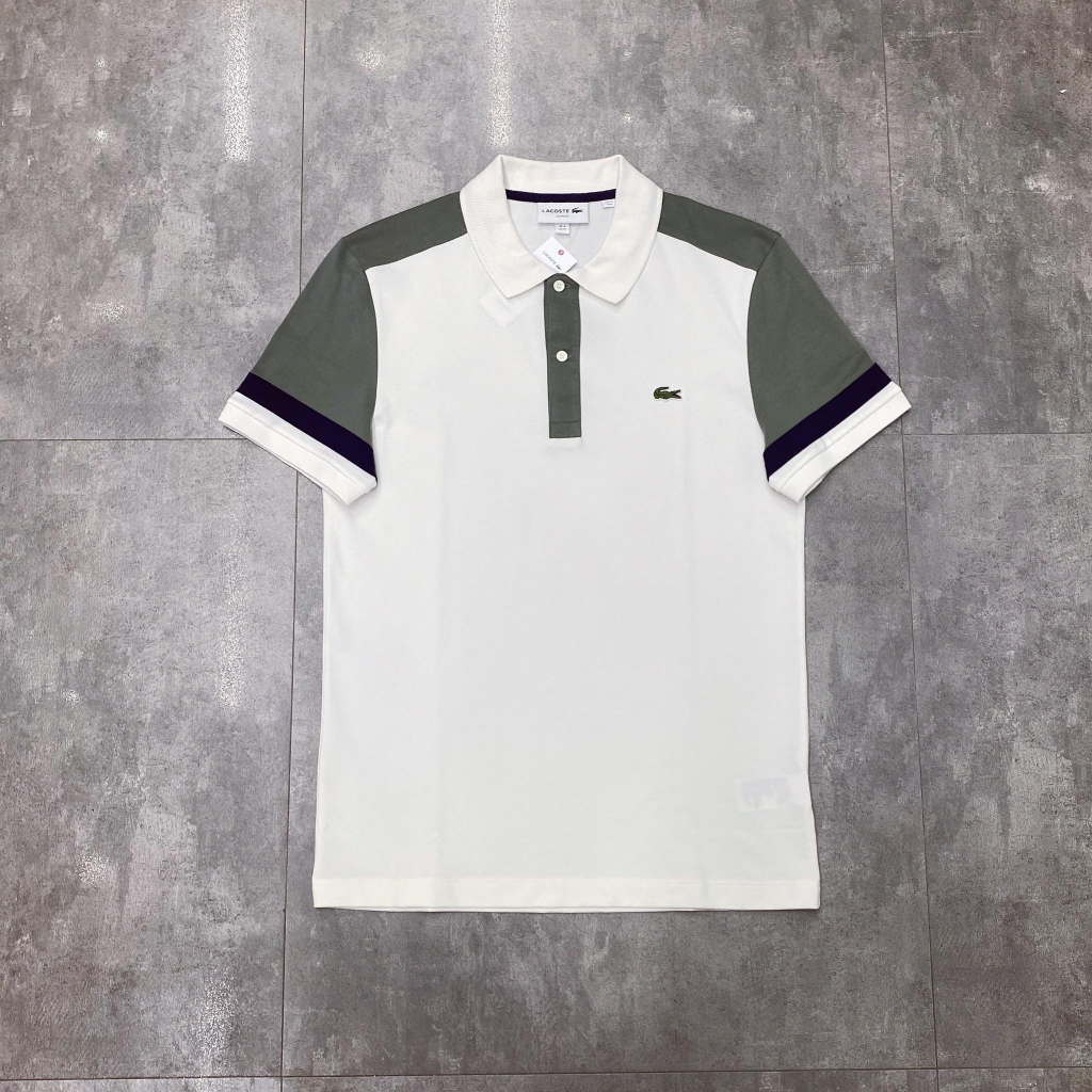 Lacoste Polo Slim-fit Stretch Cotton Pique White Grey