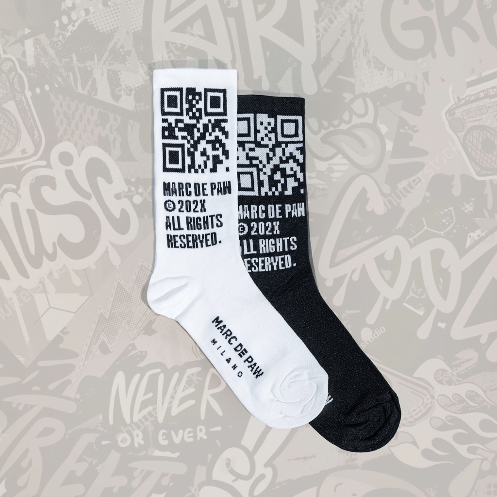 Tất Marc De Paw QR Black White