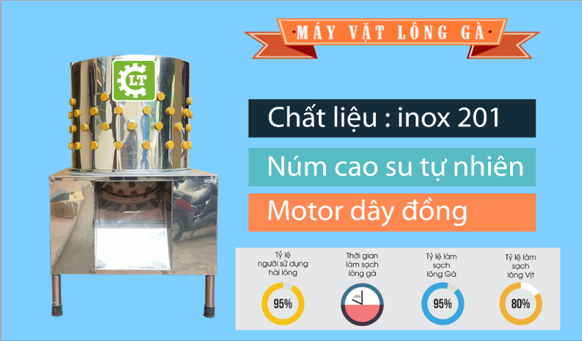 Máy vặt lông gà lồng 50 INOX LG50