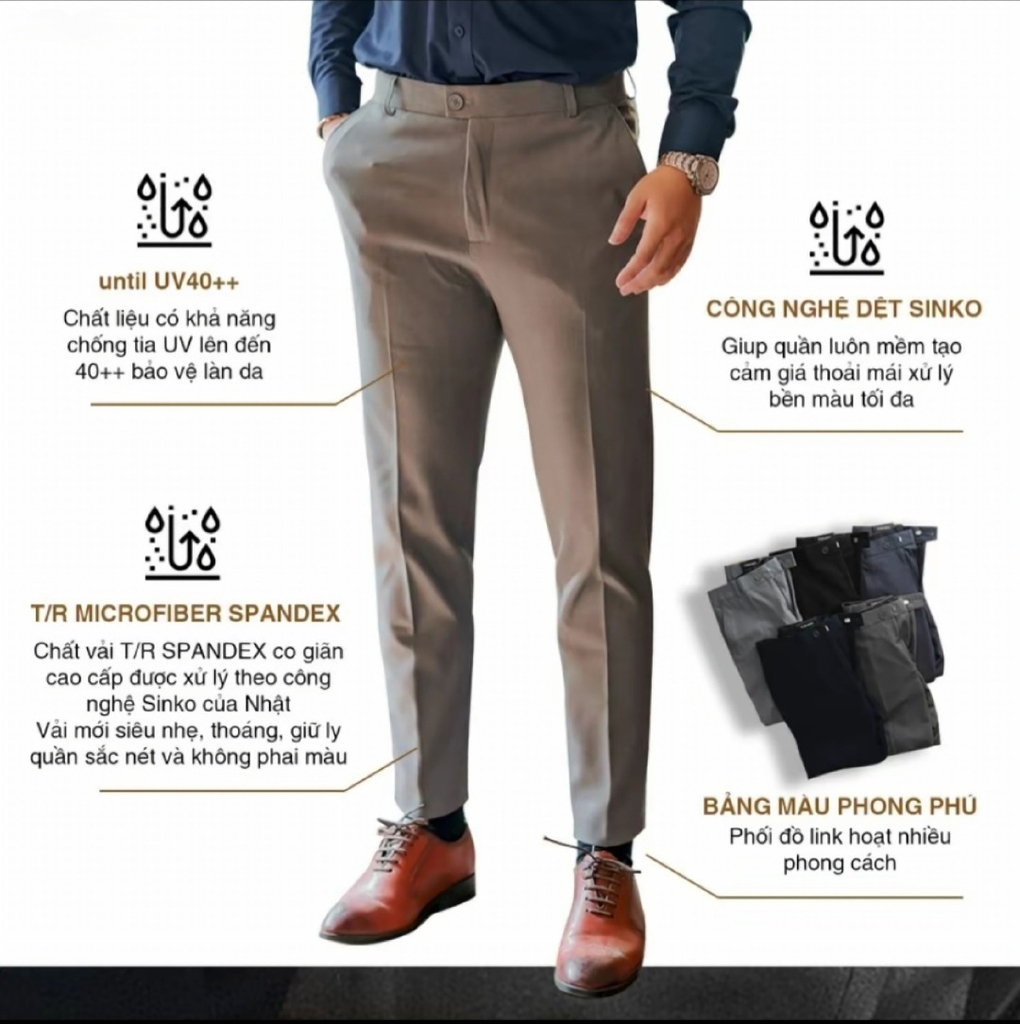 G4001 Quần Âu Nam Gemvin  Slim-fit, phom trẻ trung, lịch lãm