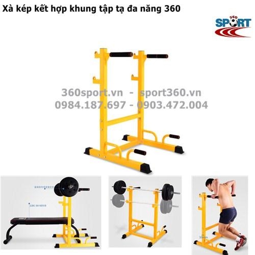 Xà kép kết hợp khung tập tạ đa năng 360