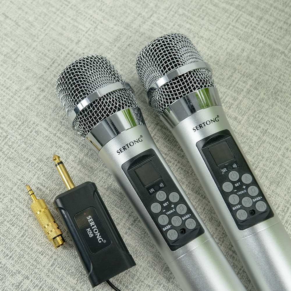 Micro Không Dây Bluetooth Karaoke SERTONG SER-K58 ( Bộ 2 Micro - Tích Hợp Vang Số Trên Micro)
