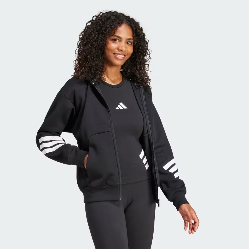 Áo hoodie adidas Future Icons 3 sọc khoá kéo Nữ - JE0171