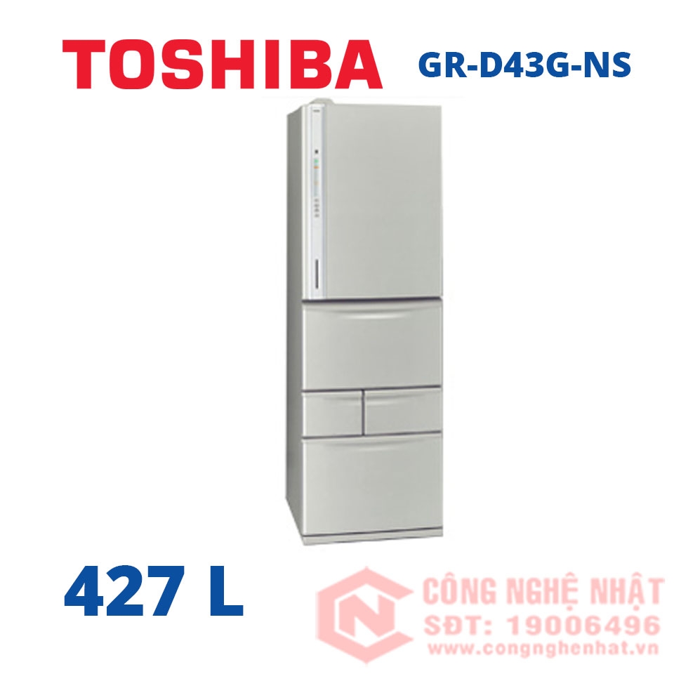 Tủ lạnh cao cấp 5 cánh Toshiba GR-D43G-NS 427L nội địa Nhật 95%