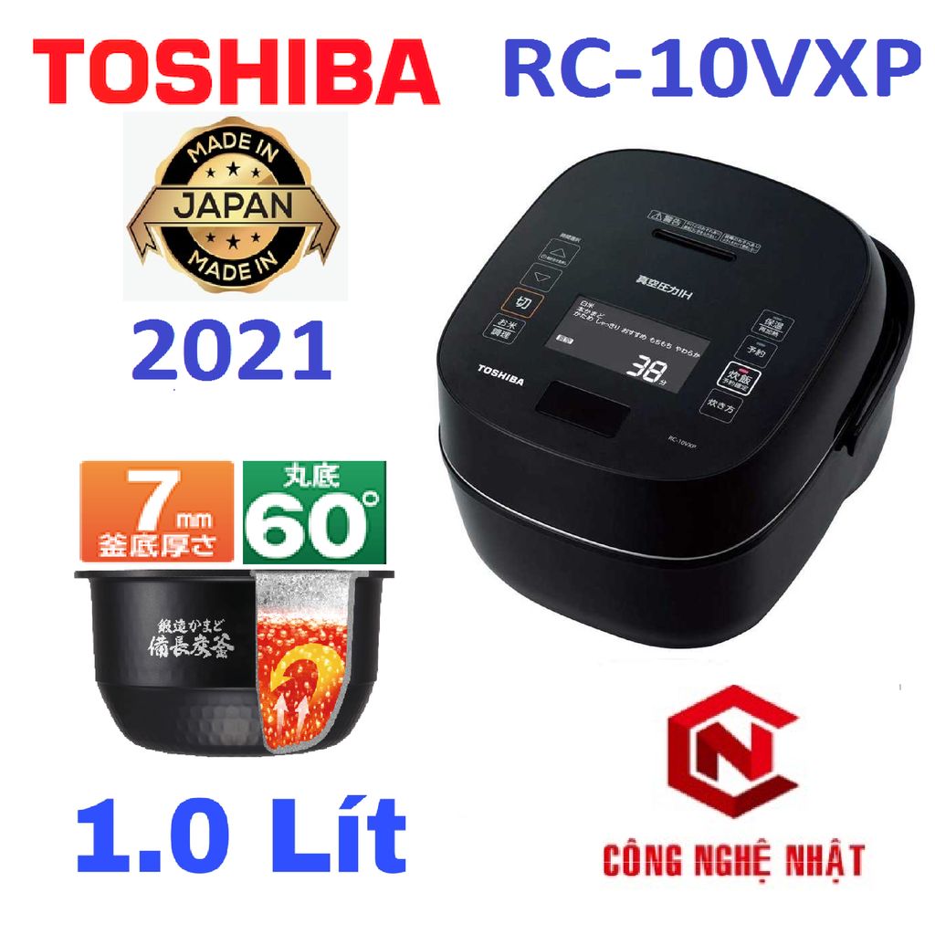 Nồi cơm điện Cao tần áp suất hút chân không Toshiba RC-10VXP 1L sản xuất năm 2021 mới 100%