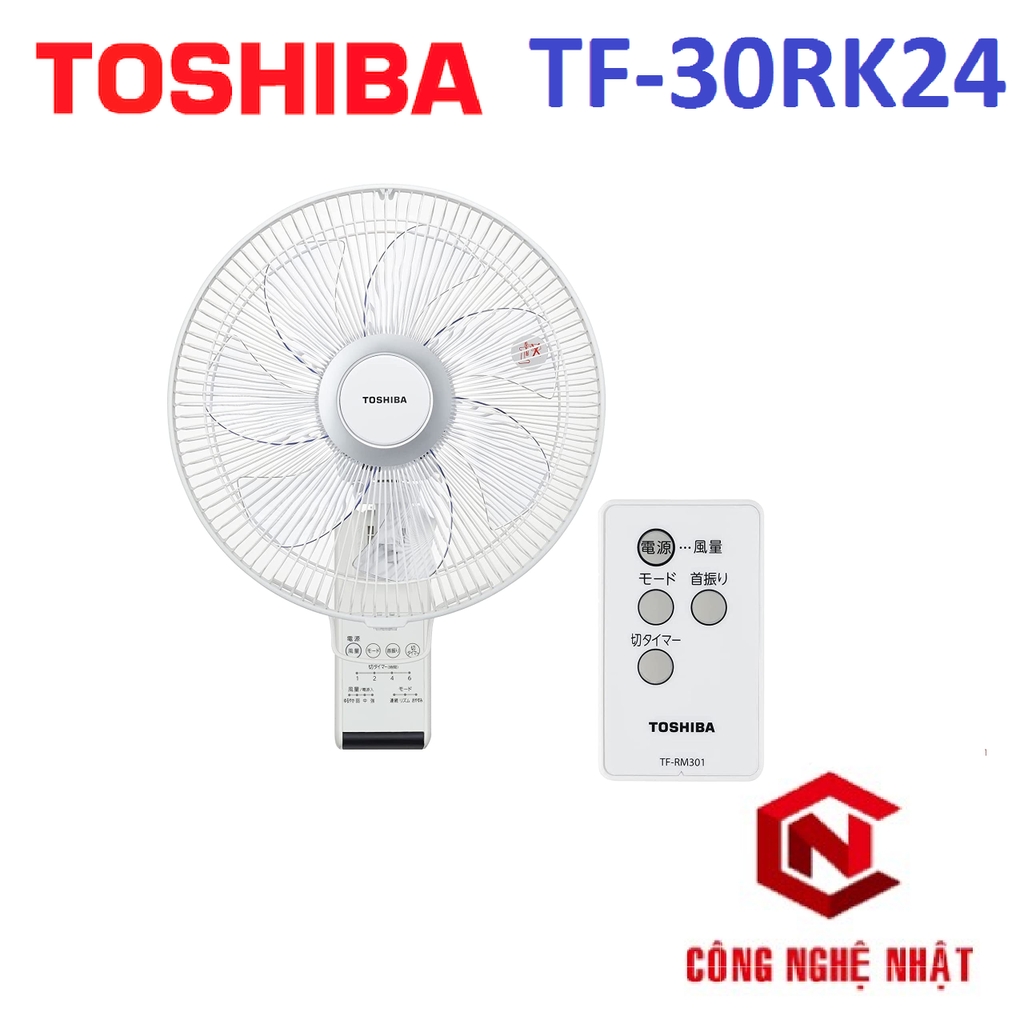 Quạt treo tường 7 cánh TOSHIBA TF-30RK24 màu trắng Model 2021 mới nhất của hãng nội địa Nhật Bản mới 100%