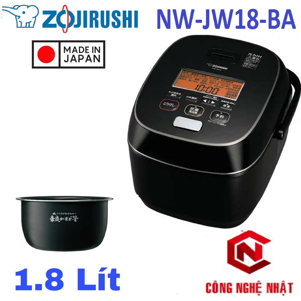 Nồi cơm điện cao tần áp suất chính hãng Zojirushi NW-JW18-BA 1.8L công nghệ Tách Đường made in Japan model 2020 mới 100%