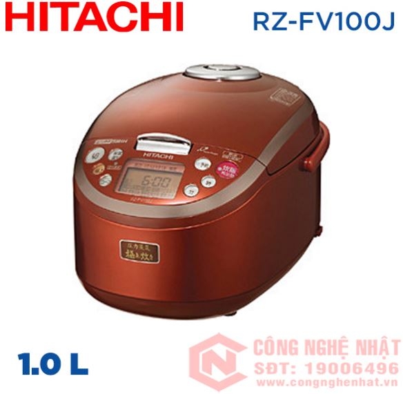 Nồi cơm điện áp suất cao tần IH Hitachi RZ-FV100J 2006 dung tích 1.0L 100V-1400W màu nâu đỏ