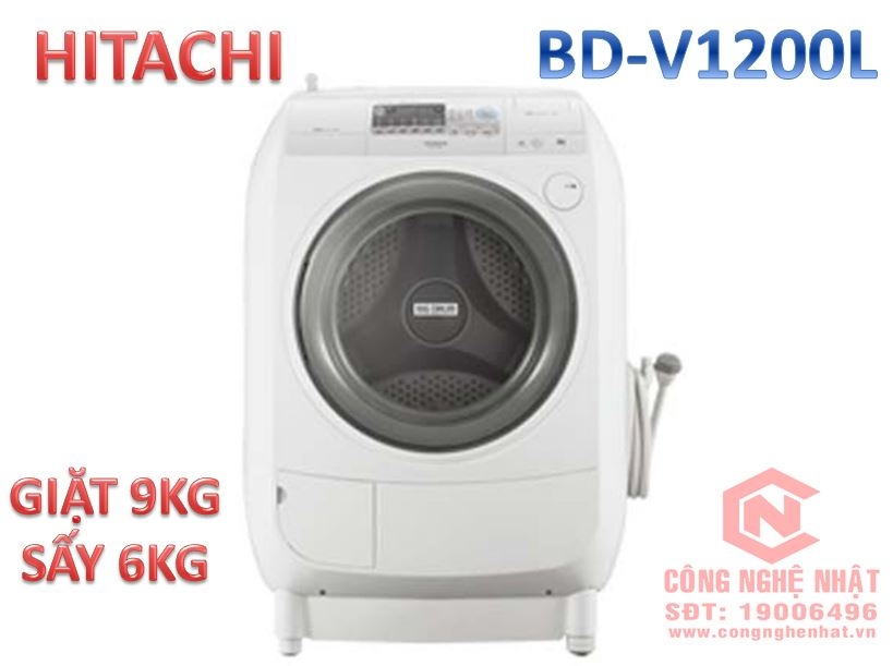Máy giặt cửa trước Hitachi BD-V1200L 9KG nội địa Nhật 2nd 98% tự vệ sinh lồng giặt Made in Japan