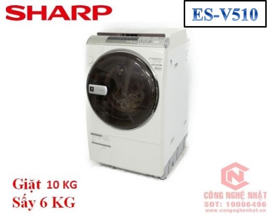 Máy giặt SHARP ES-V510 giặt 10KG sấy 6kg màu trắng sữa nội địa Nhật 2nd 97%