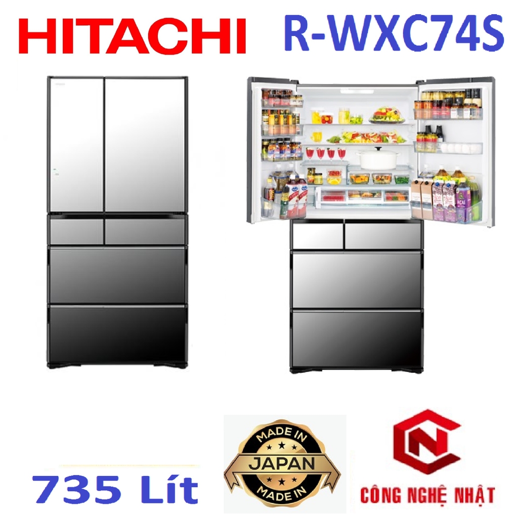 Tủ lạnh 6 Cánh chính hãng Hitachi R-WXC74S 735 Lit Made in Japan mới 100%