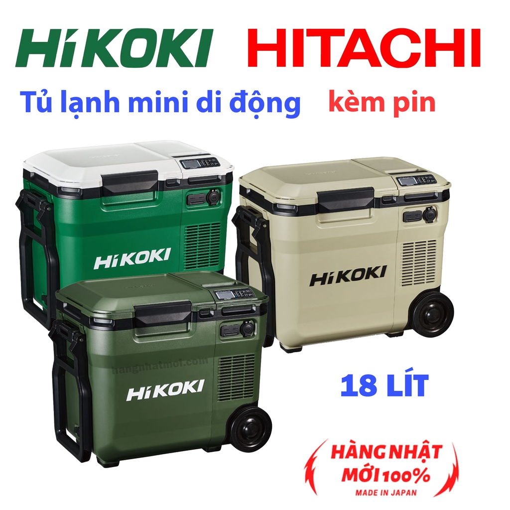 Tủ lạnh mini di động, tủ lạnh xe hơi nội địa Nhật Hikoki 18L kèm pin 2023