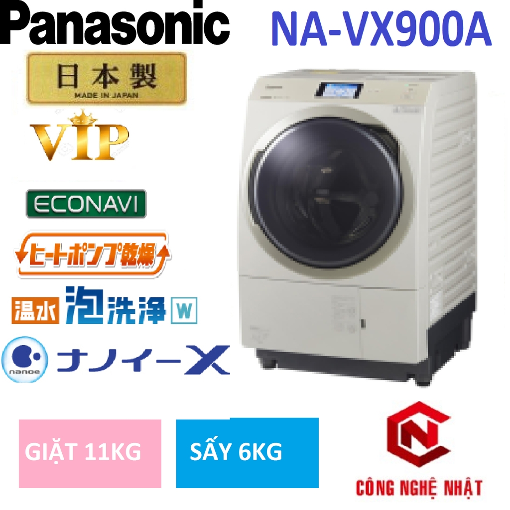 Máy giặt sấy cao cấp PANASONIC NA-VX900A MADE IN JAPAN , mới nguyên seal 100%, dòng cao cấp VIP. Màn hình CẢM ỨNG