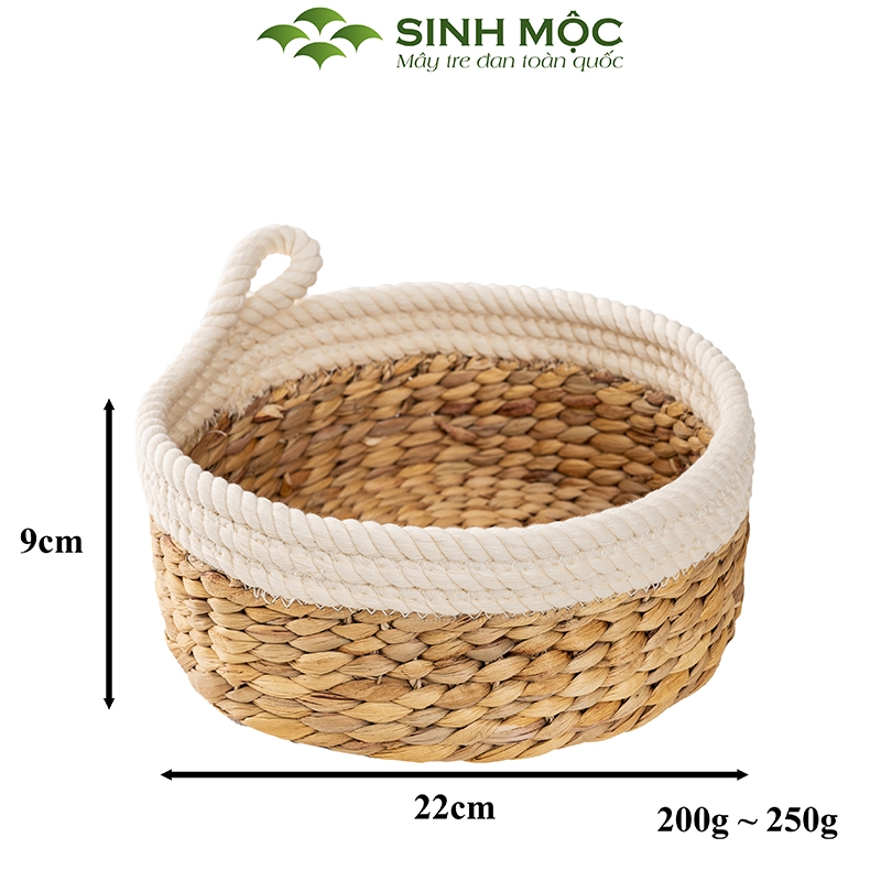 Khay decor lục bình pha cotton, dùng trang trí, đựng hoa quả, khay mỹ phẩm, khay đựng đồ cá nhân - M1002