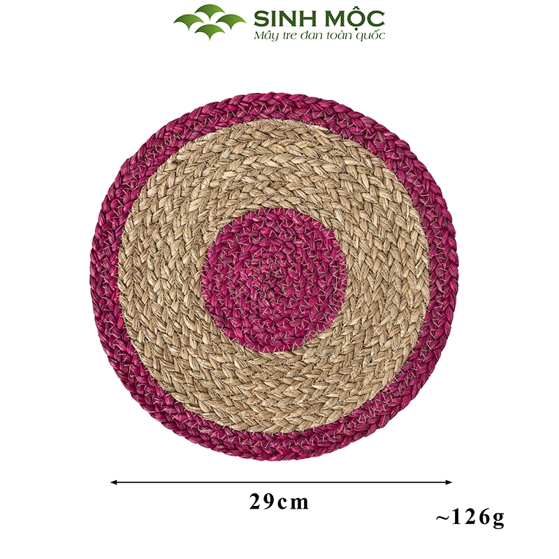 Lót ly bằng cói tự nhiên, lót cốc, lót bàn ăn, lót bát đĩa Sinh Mộc - M2001