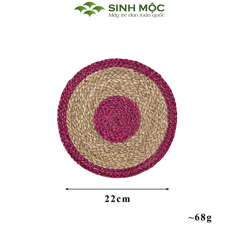Lót ly bằng cói tự nhiên, lót cốc, lót bàn ăn, lót bát đĩa Sinh Mộc - M2001