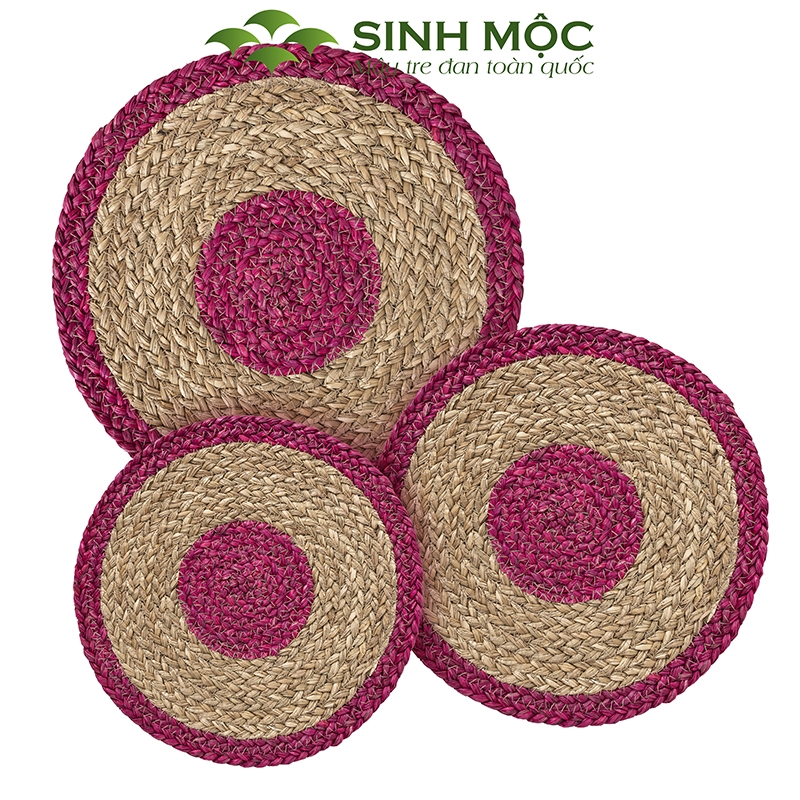 Lót ly bằng cói tự nhiên, lót cốc, lót bàn ăn, lót bát đĩa Sinh Mộc - M2001