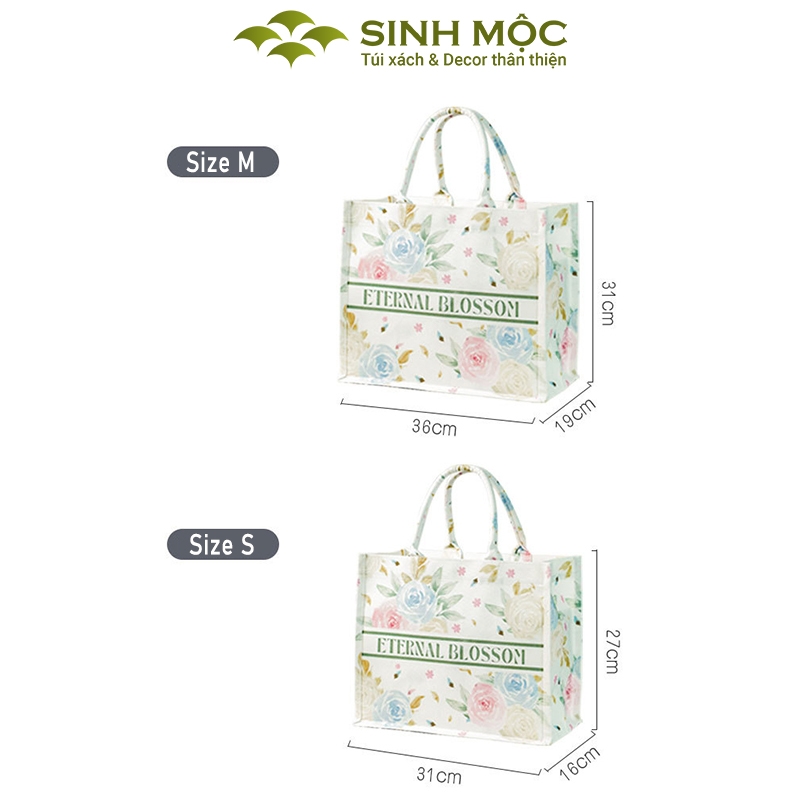 Túi du lịch, túi hoa hồng, túi canvas, túi tote to - M3052