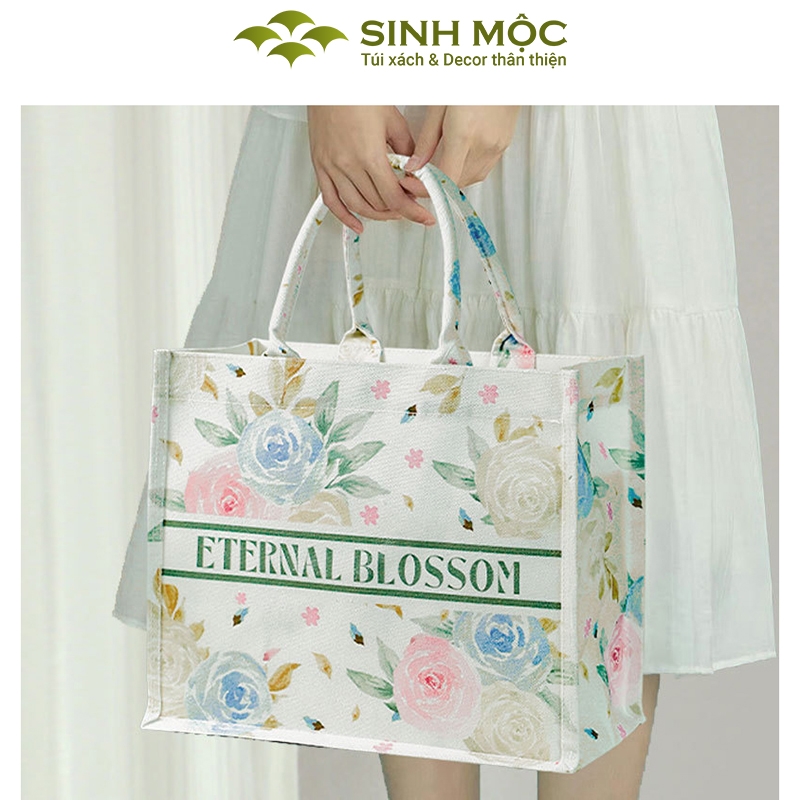 Túi du lịch, túi hoa hồng, túi canvas, túi tote to - M3052