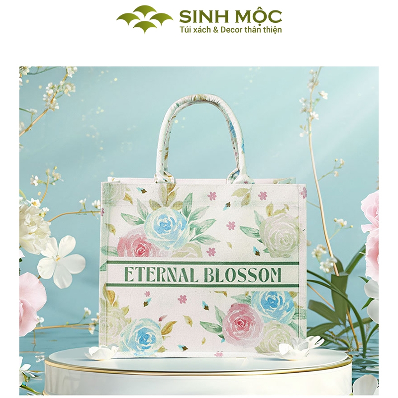Túi du lịch, túi hoa hồng, túi canvas, túi tote to - M3052