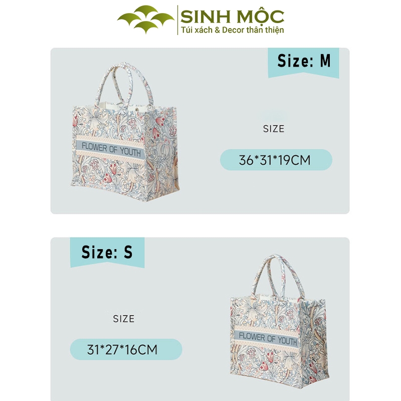 Túi canvas, túi họa tiết hoa ly, túi Sinh Mộc - M3051