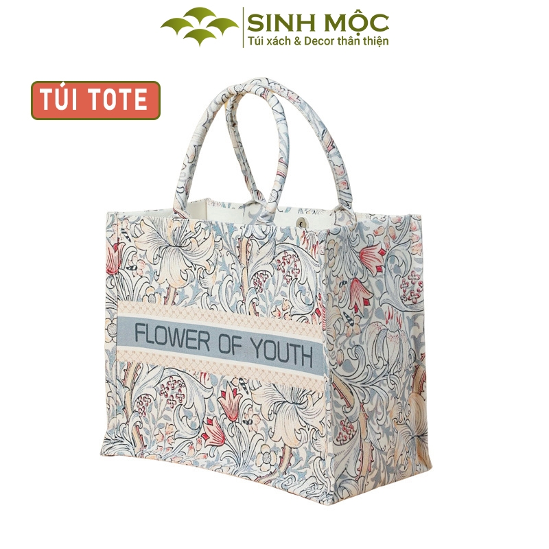 Túi canvas, túi họa tiết hoa ly, túi Sinh Mộc - M3051