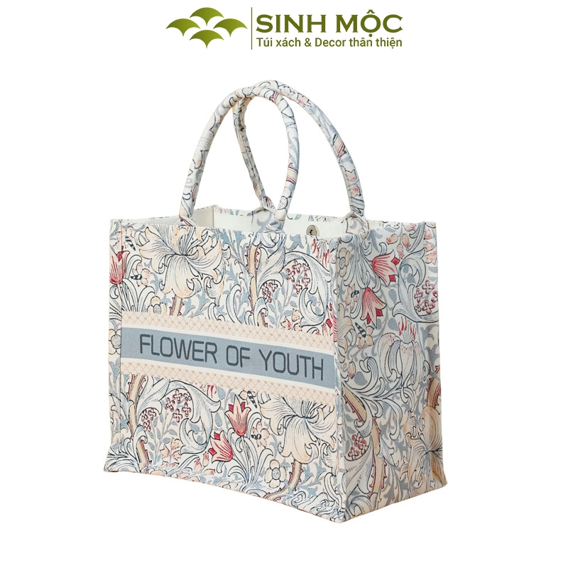 Túi canvas, túi họa tiết hoa ly, túi Sinh Mộc - M3051