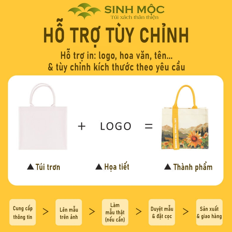 Túi xách canvas hoa hướng dương túi vải chống nước thời trang năng động – M3078 (hướng dương)