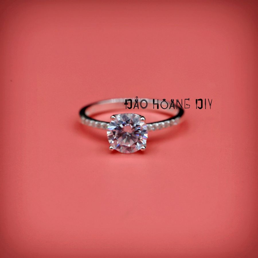 Nhẫn bạc nữ ổ kim cương thân nhẫn mảnh tuyệt đẹp PVN3105