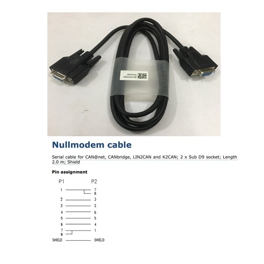 Cáp Kết Nối Serial Cable Nullmodem RS232 DB9 Female to DB9 Female For CAN@net CANbridge LIN2CAN And K2CAN Length 1.8M