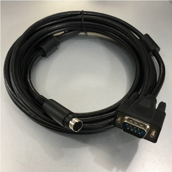 Cáp Điều Khiển PLC Mitsubishi FX1S, FX0N, FX1NC, FX2NC, FX3U, FX3G Với Màn Hình HMI Omron NB Series Chuẩn RS422-BD Cable Mini Din 8 Pin Male to DB9 Male Length 5M