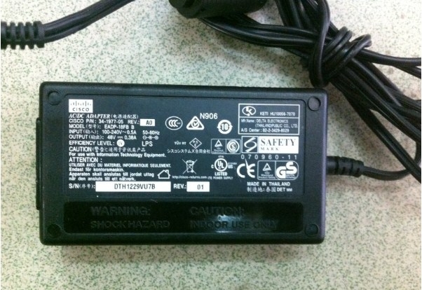 Chuyển Nguồn CISCO 34-1977-05 AC ADAPTER 48V 0.3A Connector Size 5.5mm x 2.5mm