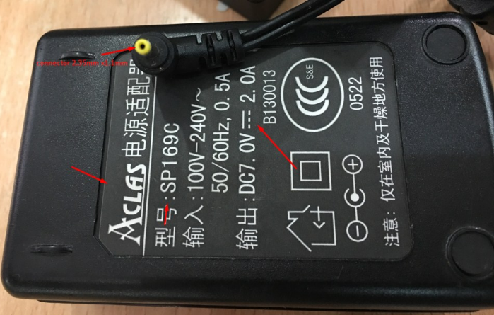 Adapter Original ACLAS SP169C 7V 2A Connector Size 3.0mm x 1.0mm