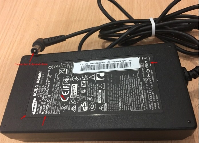 Adapter 24V 2.5A 60W Samsung A6024_FPN For Samsung Soundbar HW-H550 HW-E550 Speaker Connector Size 6.5mm x 4.4mm