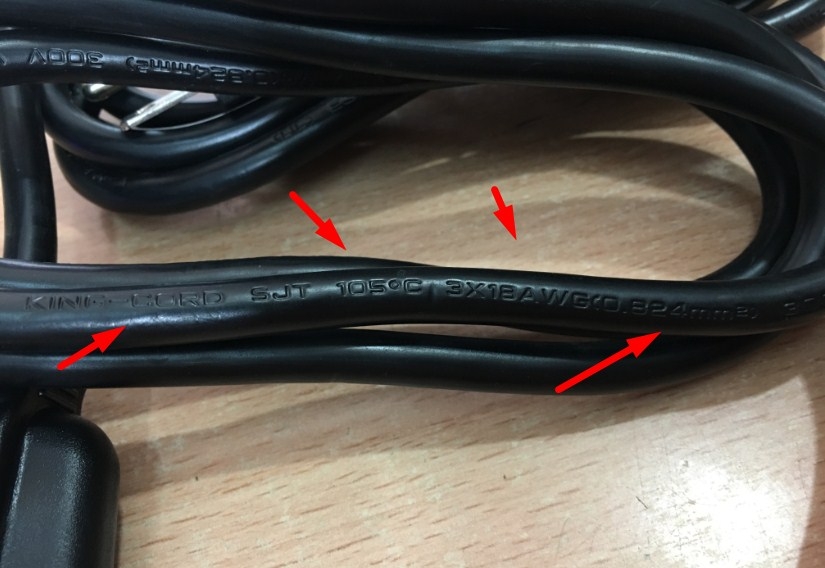 Dây Nguồn Tiêu Chuẩn Mỹ Chính Hãng KING-CORD KC-001 E318430  KC-003 LL57870 NEMA 5-15P to C13 AC Power Cord 10A 125V 3x0.824mm 18AWG Length 1.5M