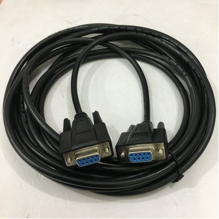 Cáp Máy In Phun Mã Vạch Công Nghiệp Hitachi Inkjet Printer RS-232C Null Modem With Partial Handshaking DB9 Female to DB9 Female Cable PVC Black Length 5M