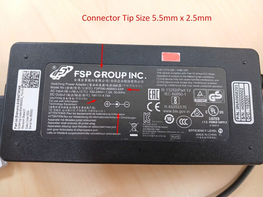 Adapter 19V 4.74A 90W FSP FSP090-ABBN3 Switching Power Supply Connector Tip Size 5.5mm x 2.5mm For Intel NUC Pro Computer Intel Core i3 i5