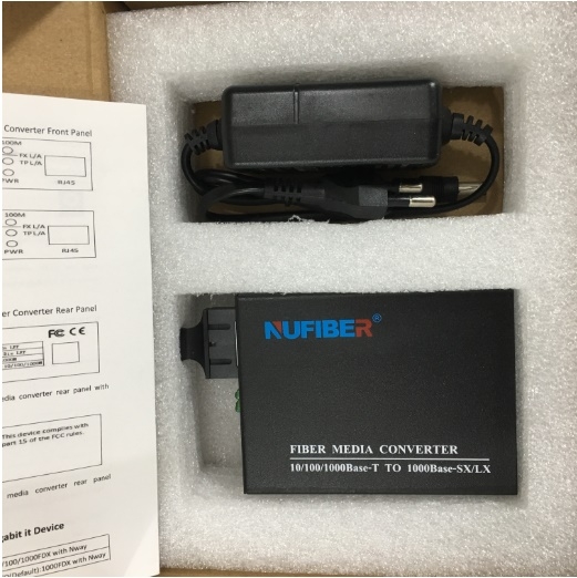 Bộ Chuyển Đổi Quang Điện Nufiber Media Converter 10/100/1000Base-TX to 1000Base-FX Single-Mode Dual Fiber SC 20m NF-C2200LX20