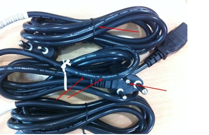Dây Nguồn 3 Chấu Điện Hình Trụ Tròn Longwell LP-67 LS-60 AC Power Cord IS 1293 India Plug To IEC 320 C13 10A 250V 3X1.0mm2 length 2M