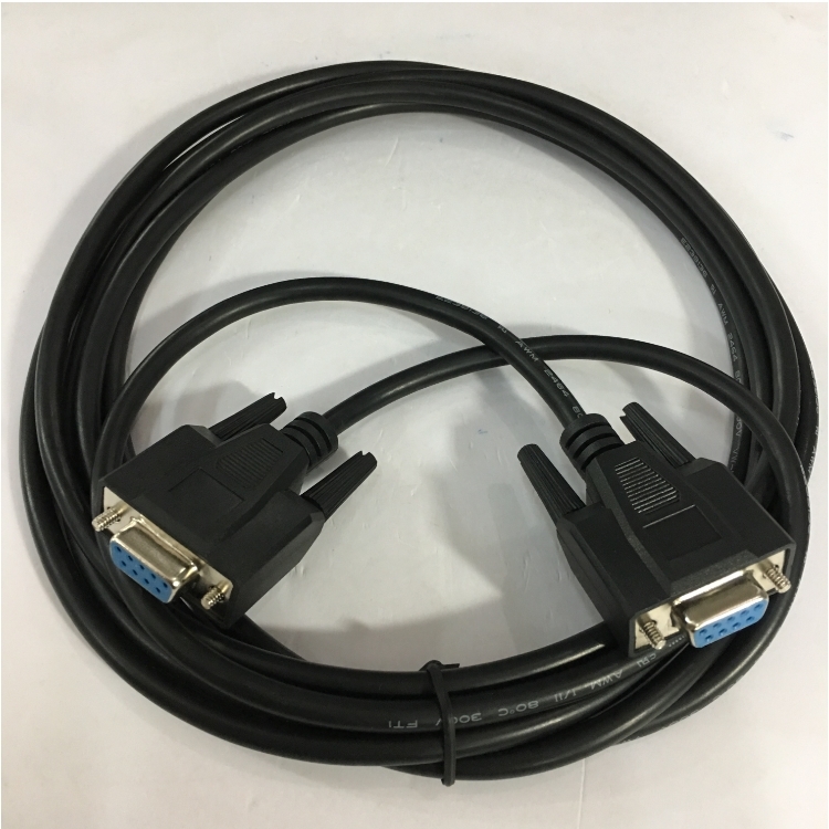 Cáp Máy In Phun Mã Vạch Công Nghiệp Hitachi Inkjet Printer RS-232C Null Modem With Partial Handshaking DB9 Female to DB9 Female Cable PVC Black Length 3M