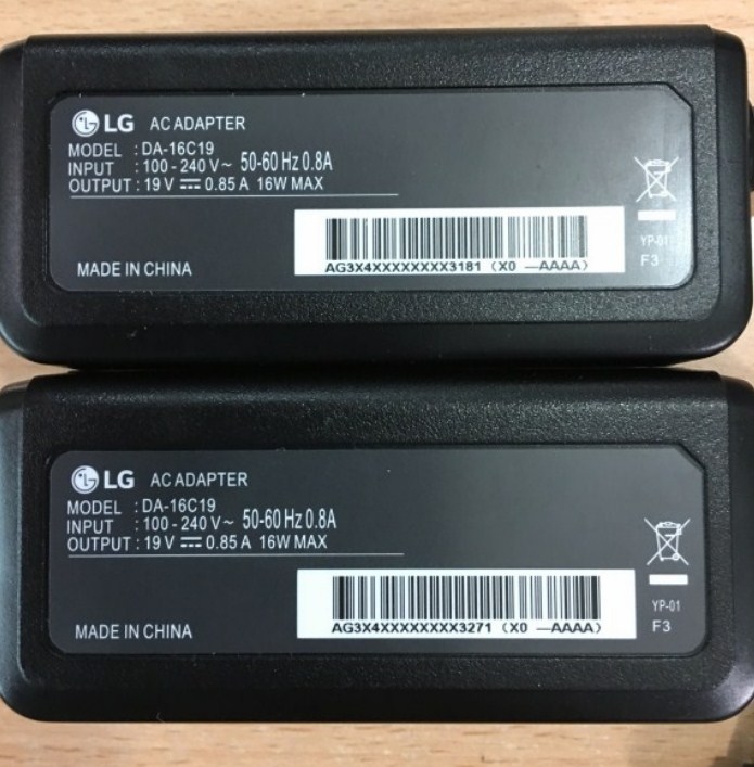 Chuyển Nguồn Màn Hình LG 19.5 20MP48A LED IPS Adapter Original LG 19V 0.84A 16W Connector Size 6.5mm x 4.4mm