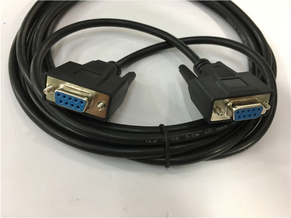 Cáp Máy In Phun Mã Vạch Công Nghiệp Hitachi Inkjet Printer RS-232C Null Modem With Partial Handshaking DB9 Female to DB9 Female Cable PVC Black Length 3M