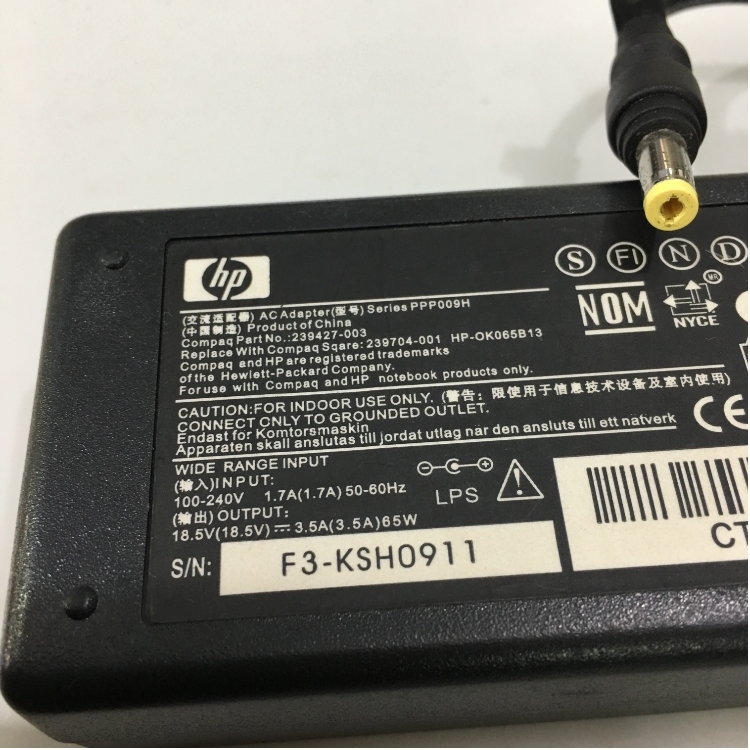 Bộ Chuyển Đổi Nguồn Adapter HP OEM 18.5V 3.5A Compaq 239427-003 Connector Size 4.8mm x 1.7mm