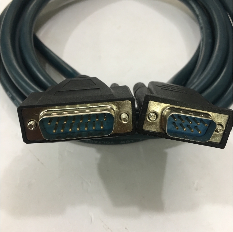 Cáp Điều Khiển RS232 DB9 Male to DB15 Male 2 Row 15Pin 28AWG E164571 Cable Green Length 3M