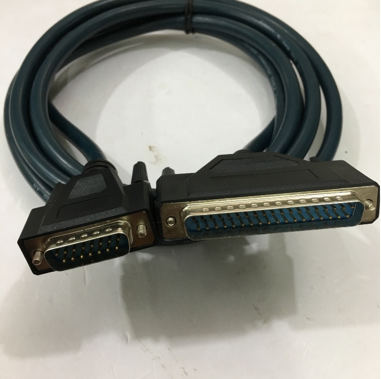 Cáp Điều Khiển RS232 DB37 Male to DB15 Male 2 Row 15Pin 28AWG E164571 Cable PVC Green Length 3M