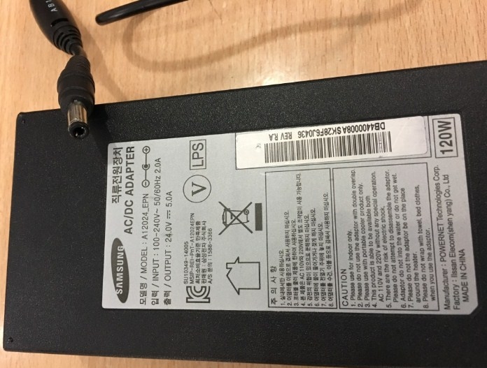 Adapter Original Samsung A12024_EPN 24V 5A 120W IEC C14 For Portable Anti Bacterial Dehumidifier Cooler Air Conditioner Connector Size 5.5mm x 2.5mm