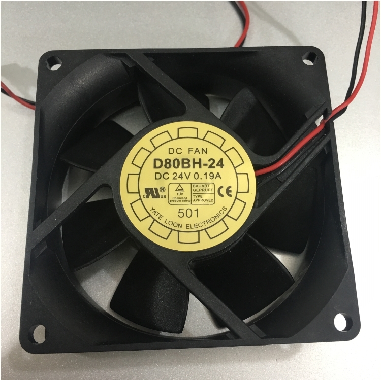 YATE LOON D80BH-24 24V 0.19A 80x80x25mm 2Wire Cooling Fan