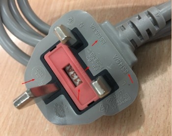 Dây Nguồn I-SHENG SP-62 to IS-14  UK Chuẩn 3 Chấu Có Cầu Chì AC Power Cord BS1363 to C13 10A 250V 3X1.0mm For Thiết Bị Viễn Thông Grey Length 2M