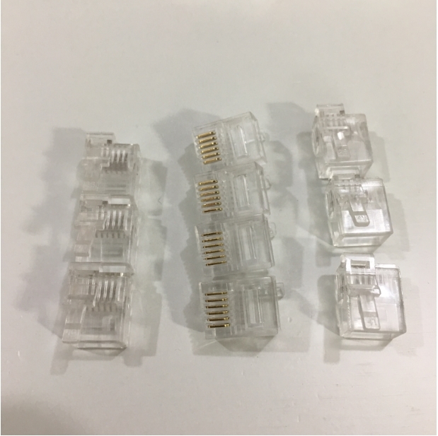 Đầu Bấm RJ12 6P6C Lẫy Khóa Trái RJ12 DEC Left  OFFSET Modular Connector 6P6C Cable Head Plug Gold Plated 100pcs/Lot